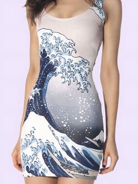 BlackMilk Great Wave Bodycon Dress XS BMC Museum Piece Art Print Sharkie Rare